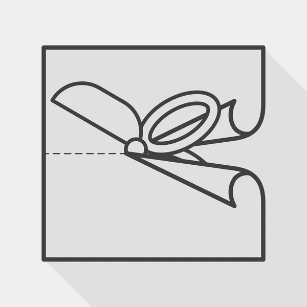 Scissor gesneden papier plat pictogram met lange schaduw, lijn pictogram — Stockvector