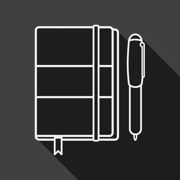 Laptop plat pictogram met lange schaduw, lijn pictogram — Stockvector