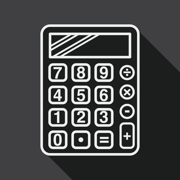 Platte calculatorpictogram met lange schaduw, lijn pictogram — Stockvector