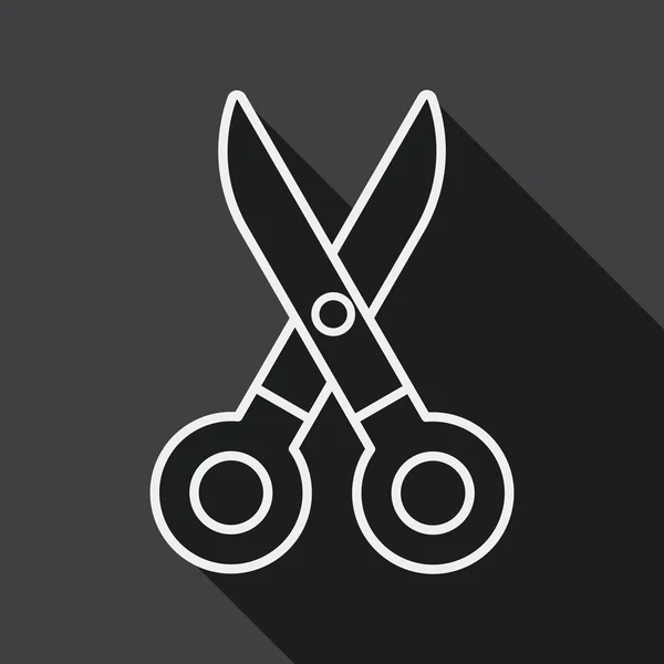 Ciseaux icône plate avec ombre longue, icône de ligne — Image vectorielle
