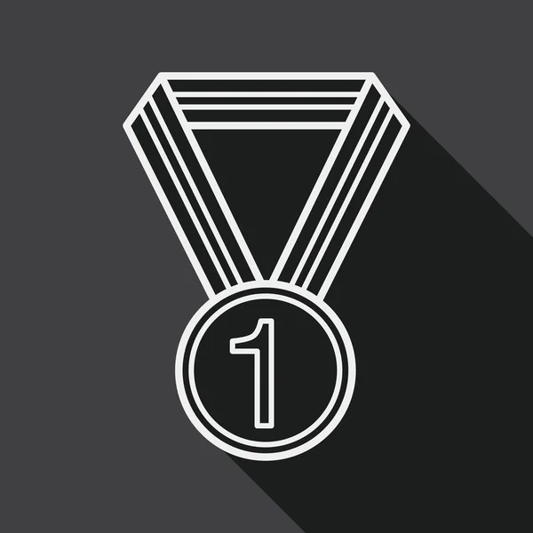 Medaglia icona piatta con lunga ombra, icona di linea — Vettoriale Stock
