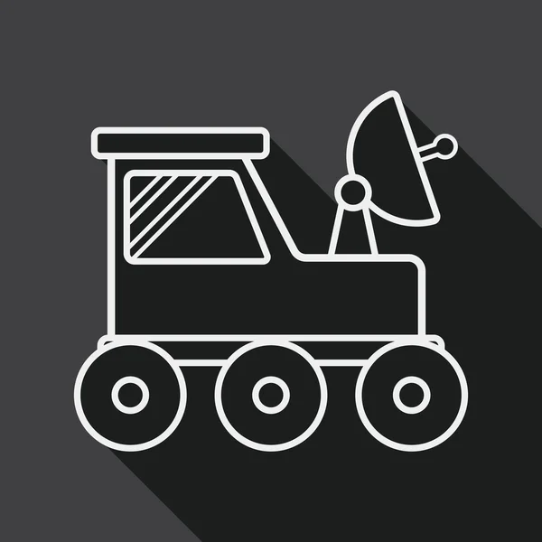 Ruimte Rover platte pictogram met lange schaduw, lijn pictogram — Stockvector