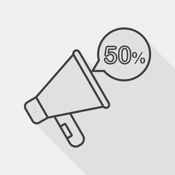 Anuncio de venta de compras icono plano con sombra larga, icono de línea — Vector de stock