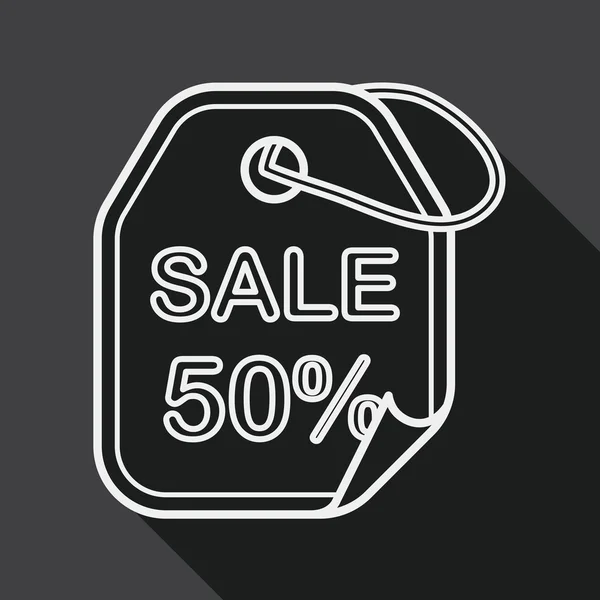 Preço de venda de compras ícone plano com sombra longa, ícone de linha — Vetor de Stock