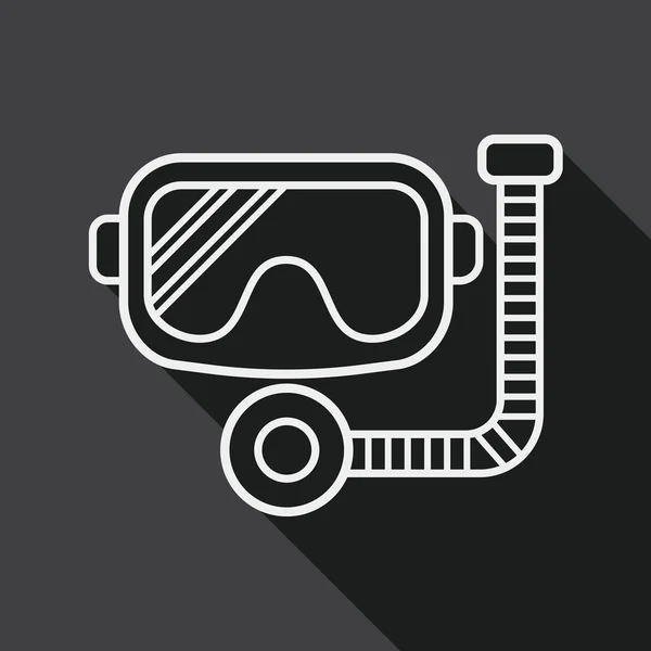 Masker en snorkel platte pictogram met lange schaduw, eps10, lijn pictogram — Stockvector