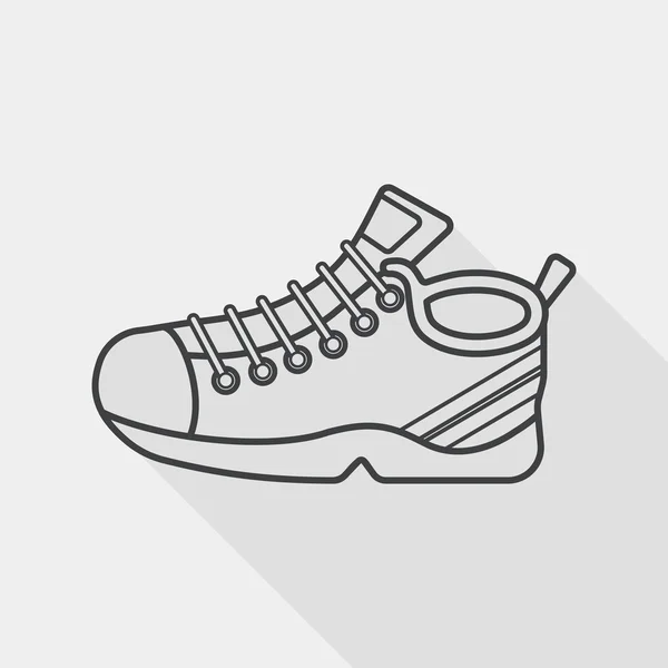 Sneaker platte pictogram met lange schaduw, lijn pictogram — Stockvector