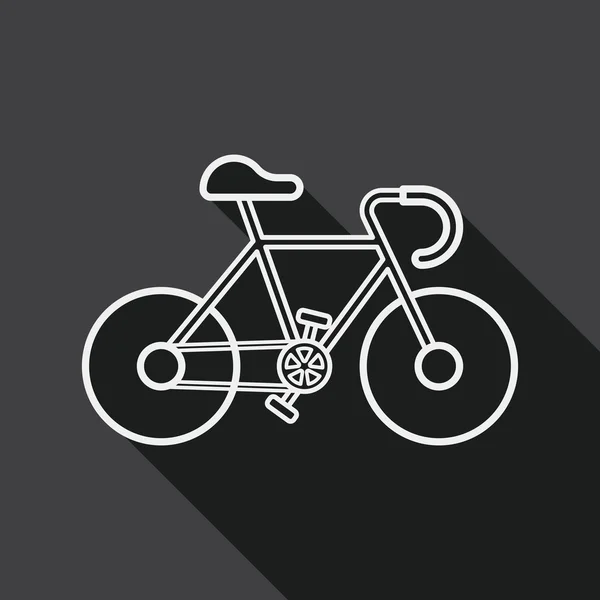 Pictograma plat biciclete cu umbra lunga, pictograma linie — Vector de stoc