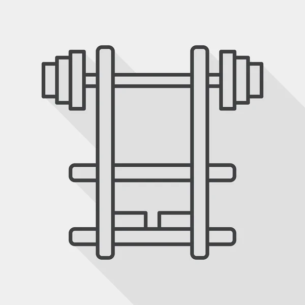 Levantamiento de pesas icono plano con sombra larga, icono de línea — Vector de stock