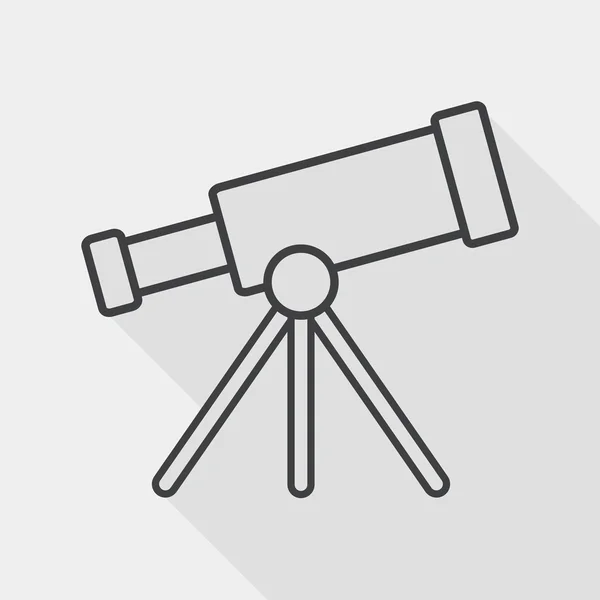 Ícone plano do telescópio espacial com sombra longa, ícone de linha — Vetor de Stock