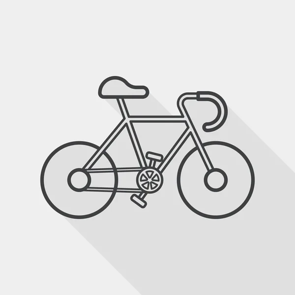 Ícone de bicicleta plana com sombra longa, ícone de linha — Vetor de Stock