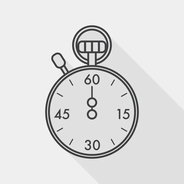 Stopwatch platte pictogram met lange schaduw, lijn pictogram — Stockvector