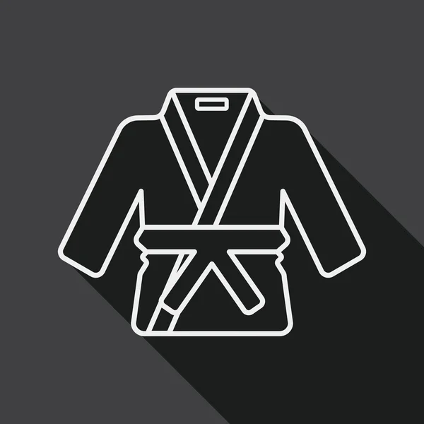 Traje de karate icono plano con sombra larga, icono de línea — Vector de stock