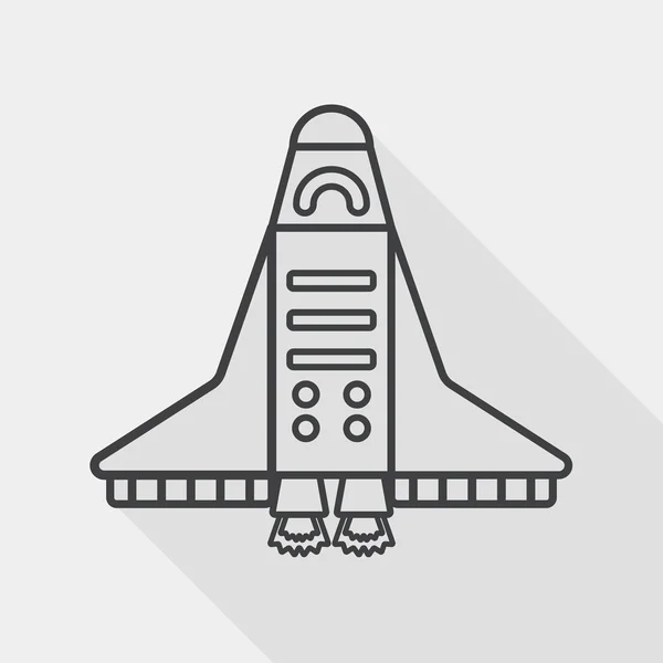 Raumschiff flaches Symbol mit langem Schatten, Liniensymbol — Stockvektor