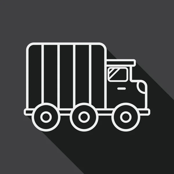 Transportation truck flat icon with long shadow, line icon — Stock Vector