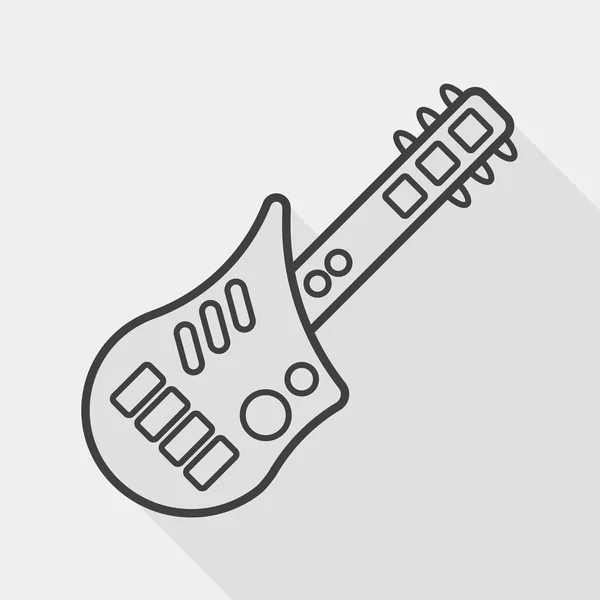 Gitarrenspielzeug flache Ikone mit langem Schatten, Line-Ikone — Stockvektor