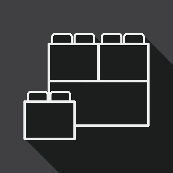 Jouet en briques icône plate avec ombre longue, icône de ligne — Image vectorielle