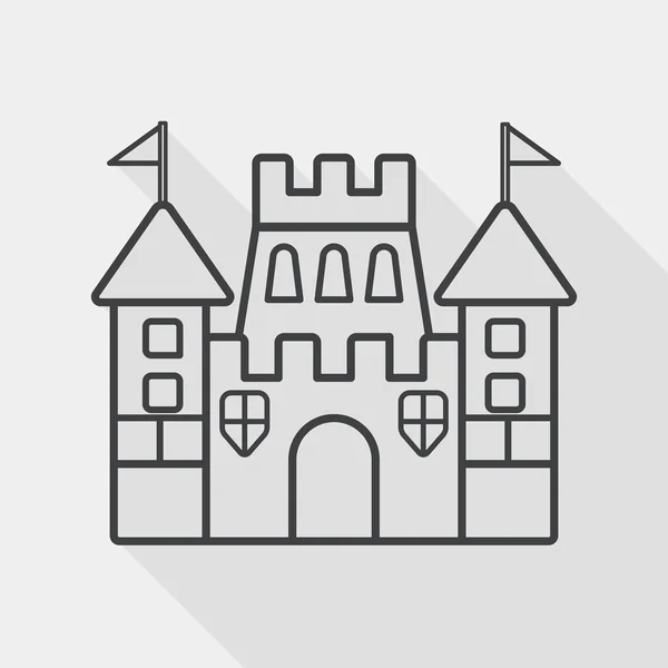 Castle flat icon with long shadow, line icon — ストックベクタ