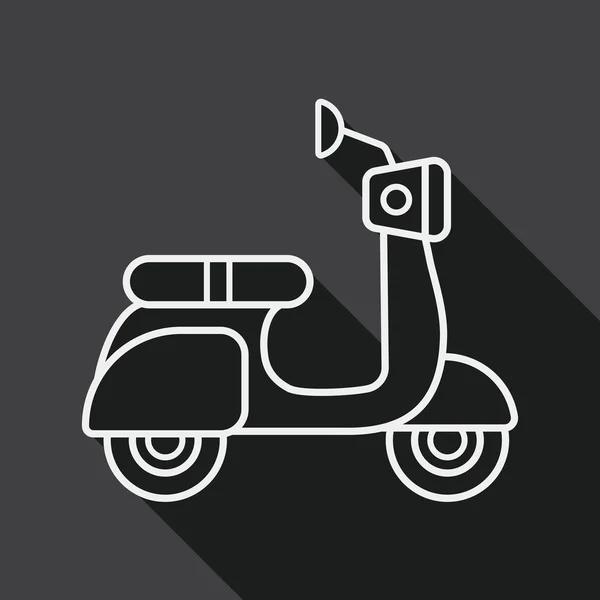 Transporte scooter icono plano con sombra larga, icono de línea — Vector de stock