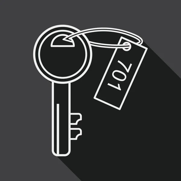 Hotel key flat icon with long shadow, line icon — Stock vektor