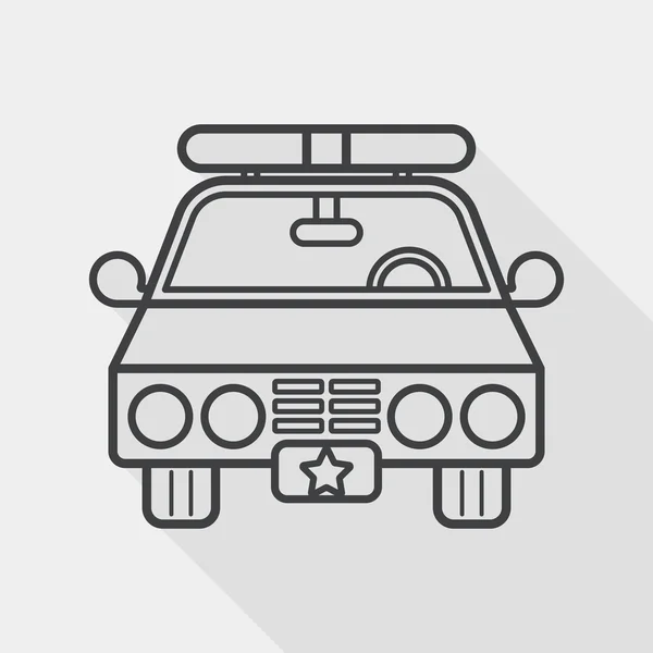 Transporte coche de policía icono plano con sombra larga, icono de línea — Vector de stock