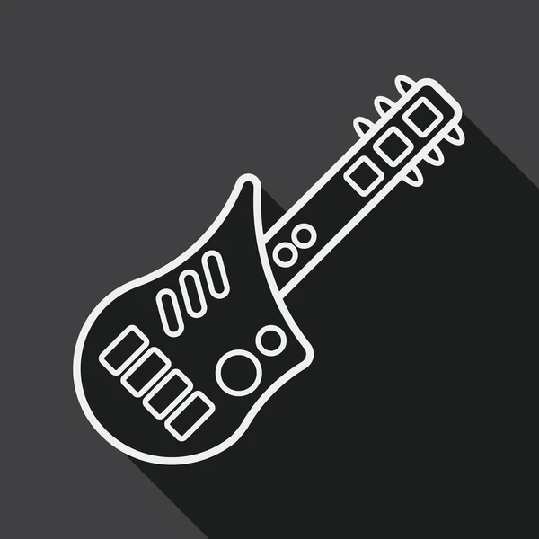 Ícone de brinquedo de guitarra plana com sombra longa, ícone de linha — Vetor de Stock