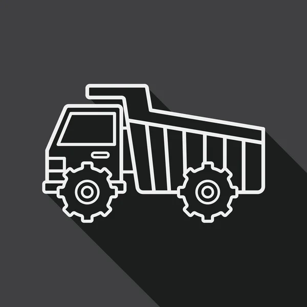 Transportation excavator flat icon with long shadow, line icon — Stockvector