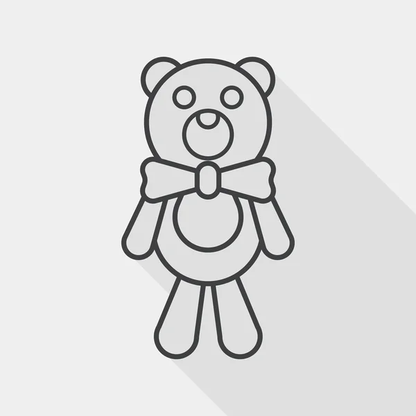 Osito de peluche icono plano con sombra larga, icono de línea — Vector de stock