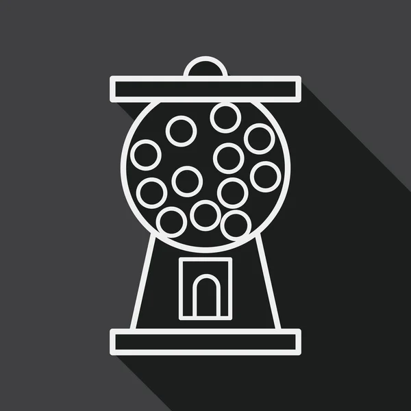 Máquina de bola de goma ícone plano com sombra longa, ícone de linha — Vetor de Stock