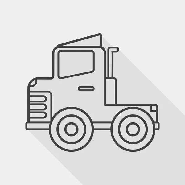 Транспорт грузовик плоский значок с длинной тенью, линия значок — стоковый вектор