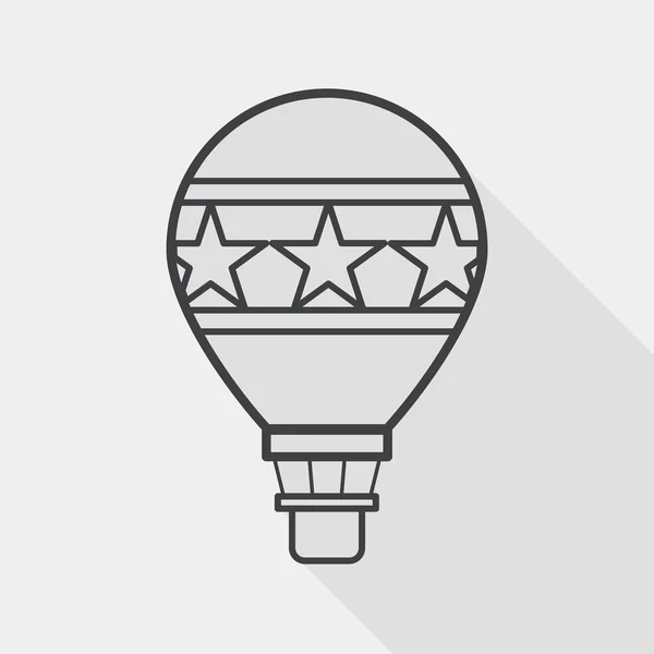 Hot Air Balloon flat icon with long shadow, line icon — Stockový vektor