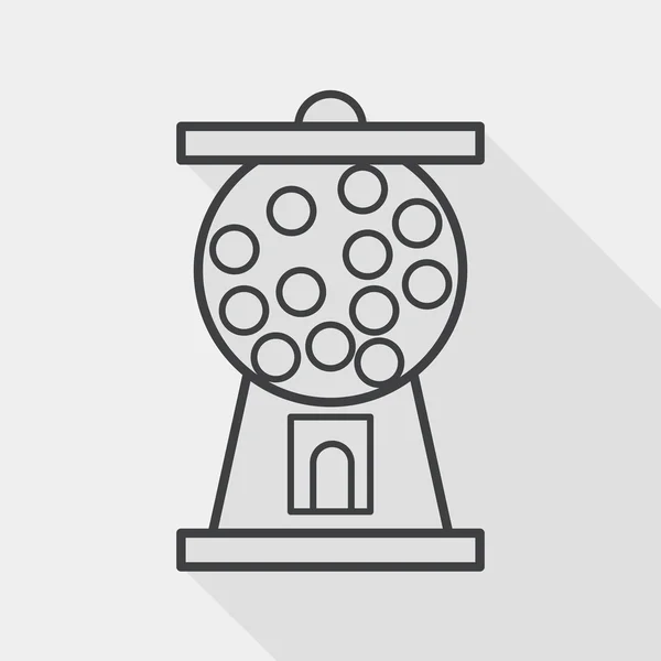 Gum ball Machine flat icon with long shadow, line icon — Stok Vektör