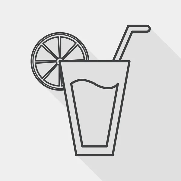 Icona piatto cocktail con lunga ombra, icona della linea — Vettoriale Stock