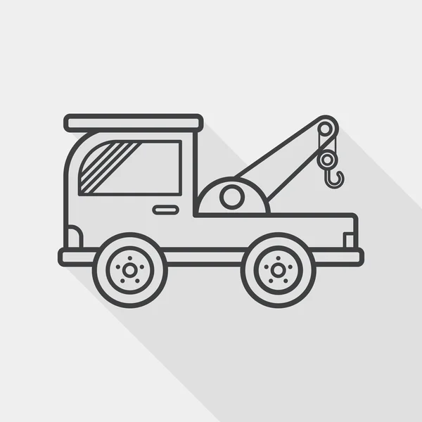 Transporte Camión de remolque icono plano con sombra larga, icono de línea — Vector de stock