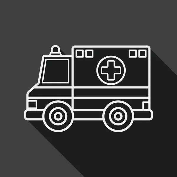 Transportation ambulance flat icon with long shadow, line icon — Stok Vektör