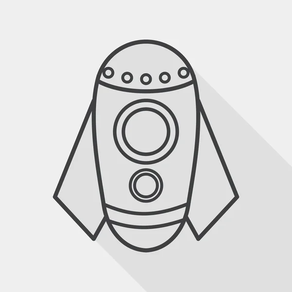 Rocket flat icon with long shadow, line icon — Stockový vektor