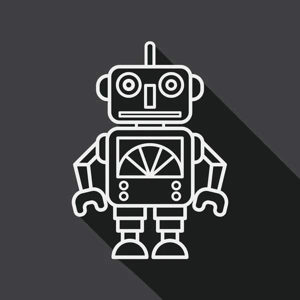 Icône plate robot vintage avec ombre longue, eps 10, icône de ligne — Image vectorielle