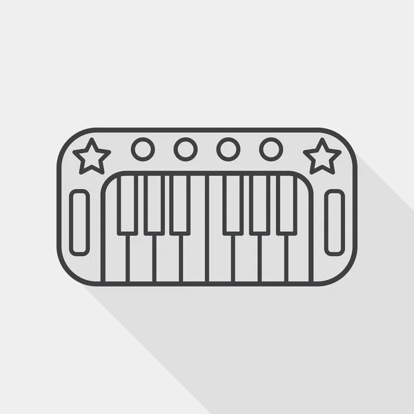 Piano icono plano con sombra larga, icono de línea — Vector de stock