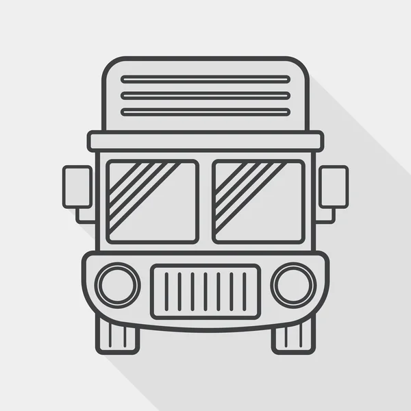 Transportation truck flat icon with long shadow, line icon — Stok Vektör