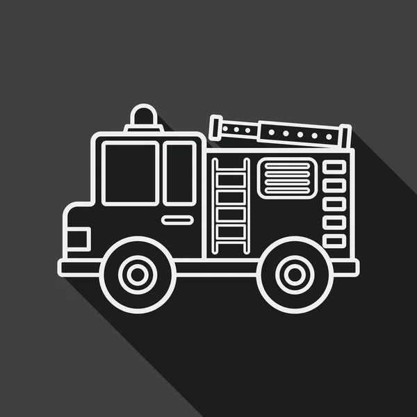 Transportation Fire truck flat icon with long shadow, line icon — Stock Vector