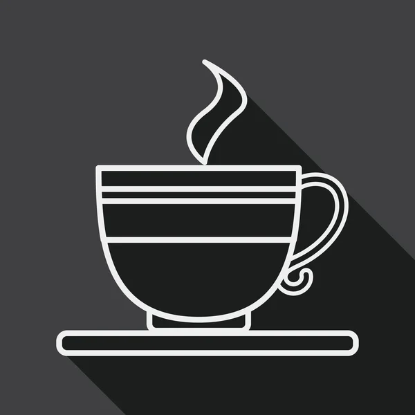 Café icono plano con sombra larga, icono de línea — Archivo Imágenes Vectoriales