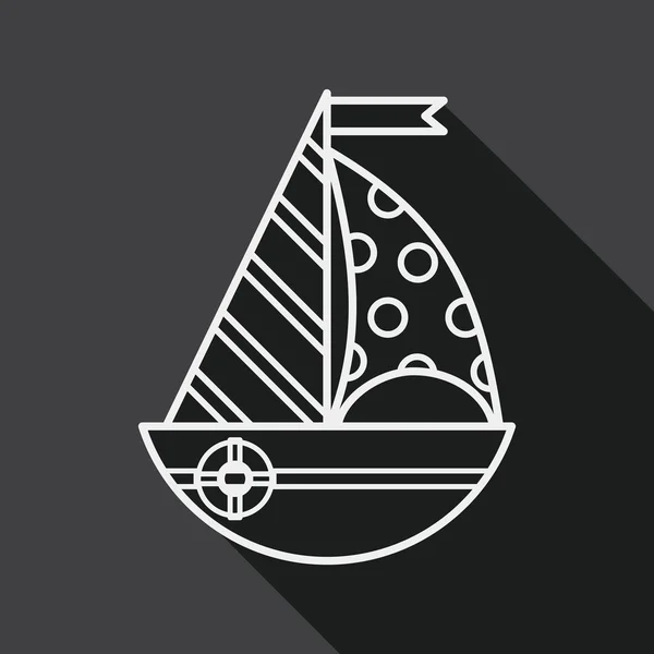 Sailboat flat icon with long shadow, line icon — Stok Vektör