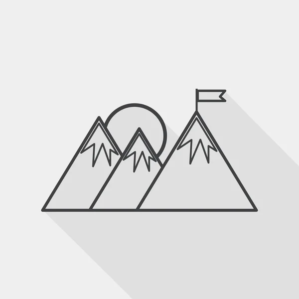 Mountain tourist flat icon with long shadow, line icon — Stockvector