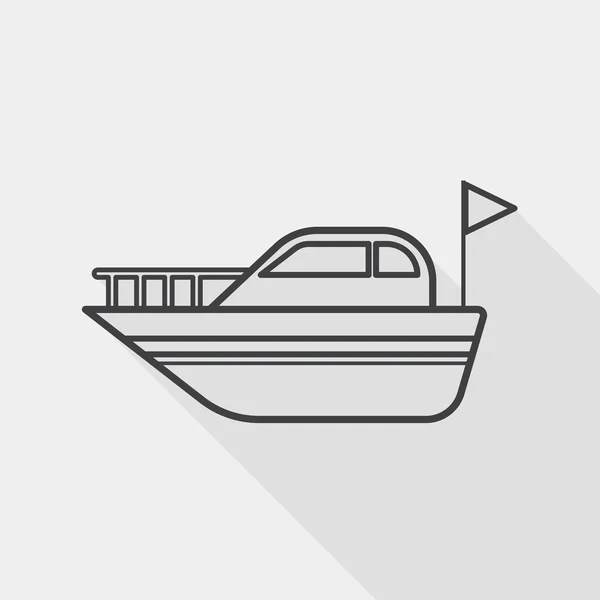 Yacht flat icon with long shadow, line icon — Wektor stockowy