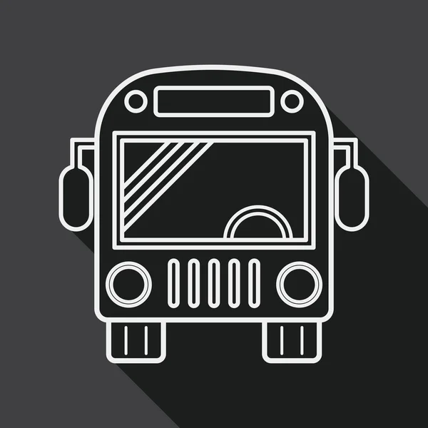 Transportation bus flat icon with long shadow, line icon — Stok Vektör