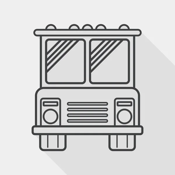 Транспорт Bus flat icon with long shadow, line icon — стоковый вектор