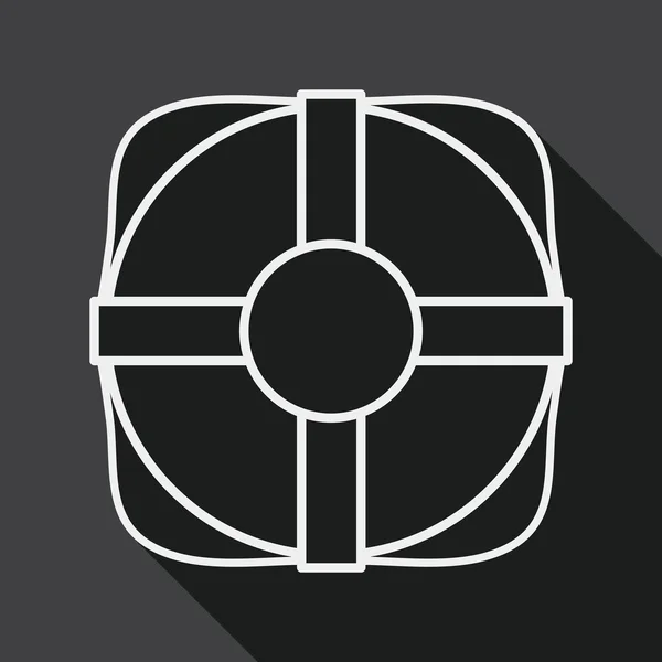 Ícone de Lifebuoy plana com sombra longa, ícone de linha — Vetor de Stock