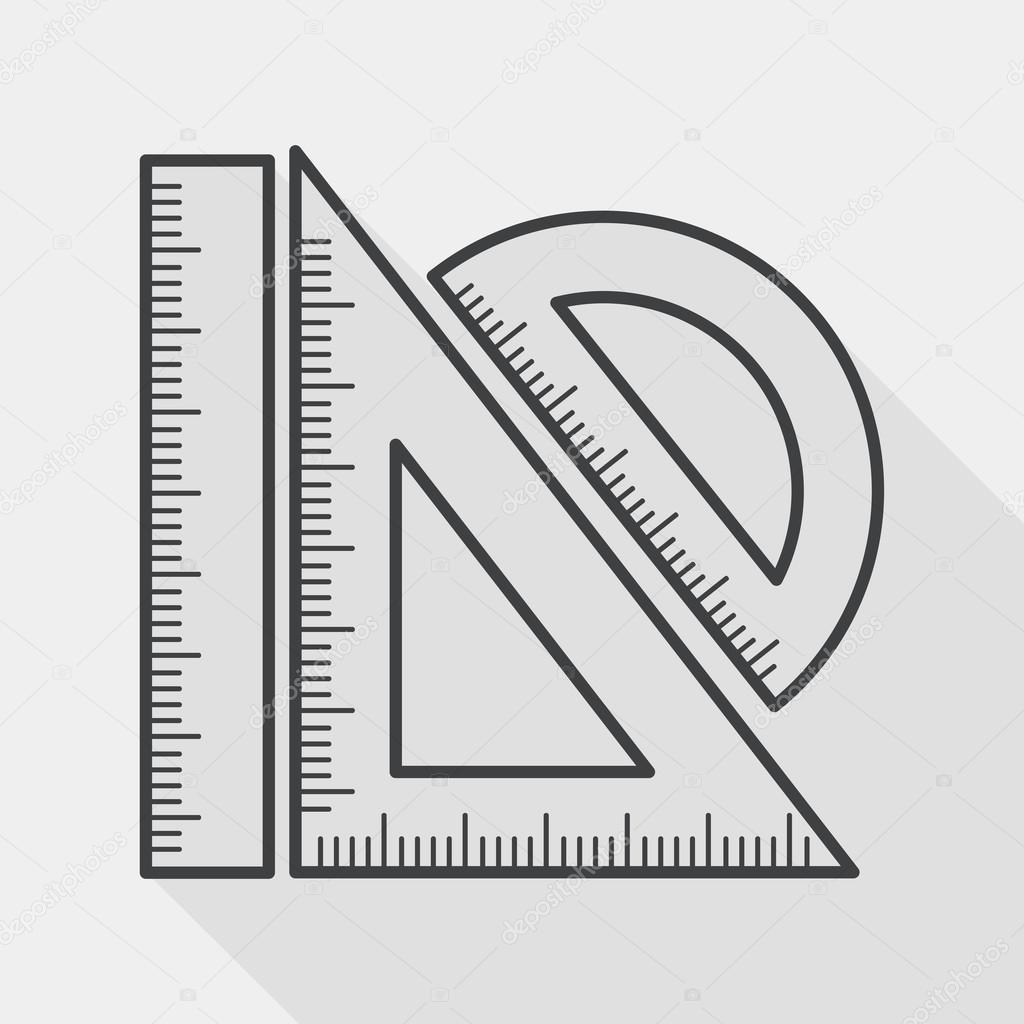 Ruler flat icon with long shadow, line icon