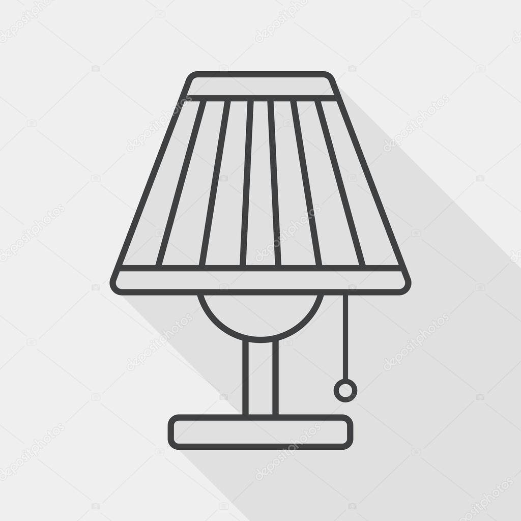 Table lamp flat icon with long shadow, line icon