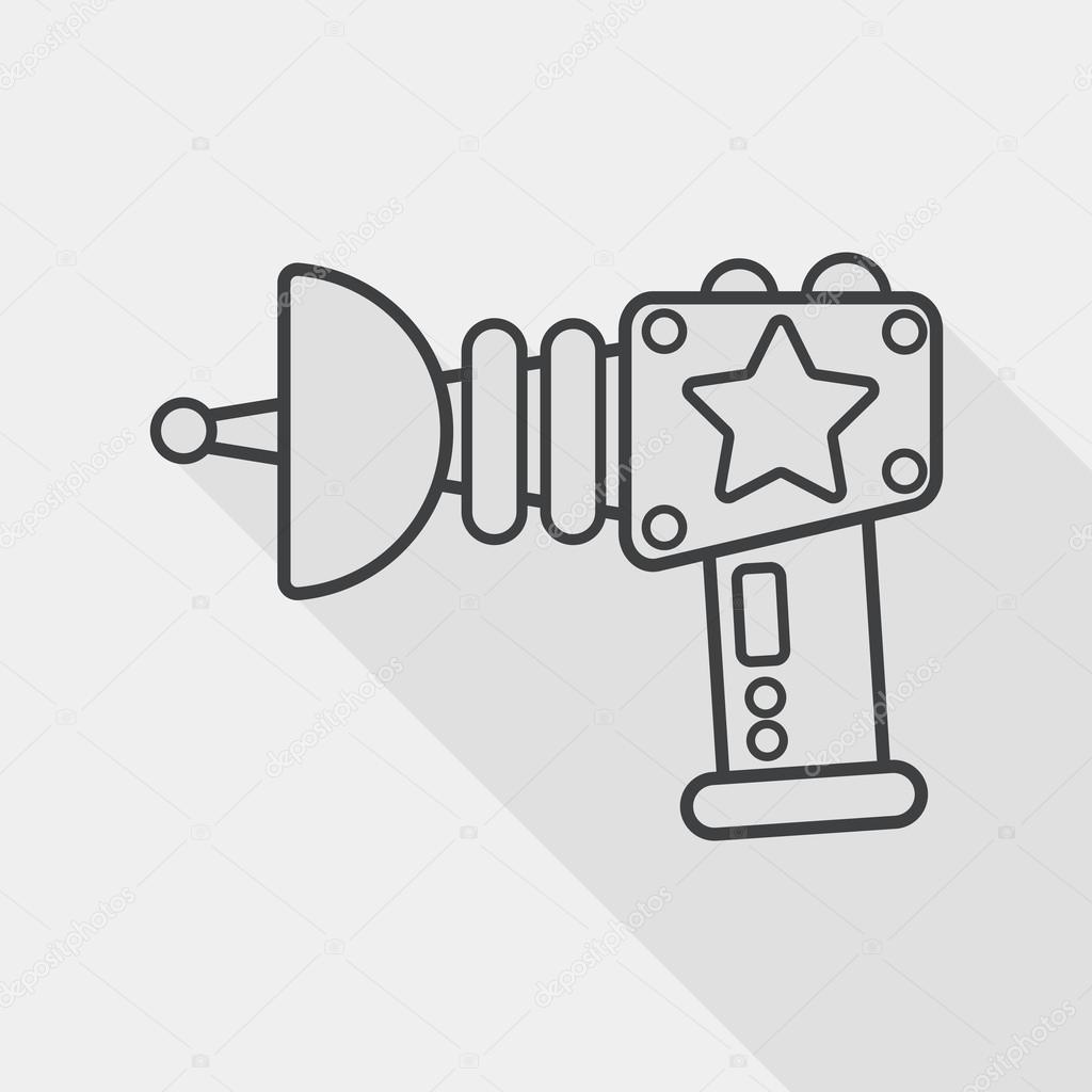Space gun flat icon with long shadow, line icon