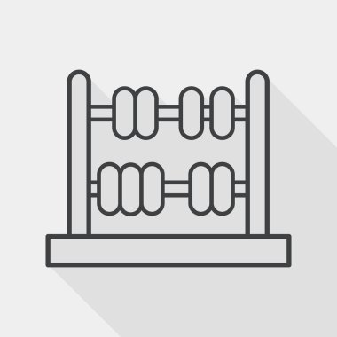 abacus calculation flat icon with long shadow, line icon